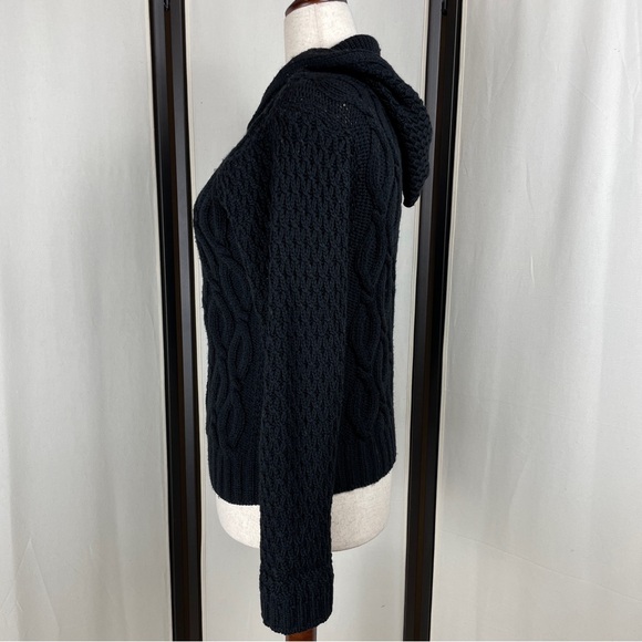 Inis Crafts 100% Merino Wool Black Cardigan Cable Knit Size S - Picture 3 of 10